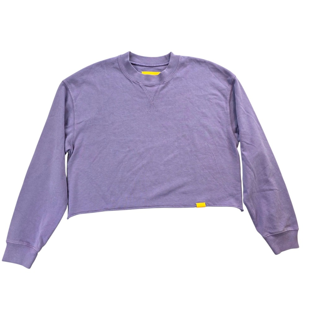 Yellow Label Cropped Cotton Top Lavender‎ Purple Crewneck Long Sleeve USA Made